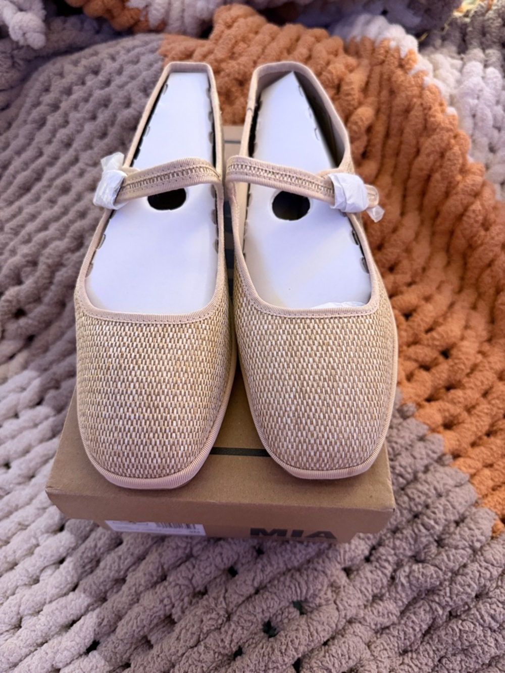 MIA Women’s Mary Jane Textured Flats in Beige